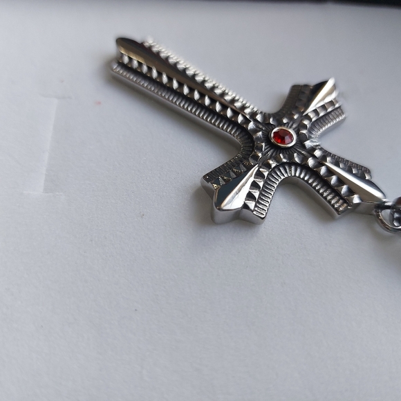 Black Gun Cross Pendant Necklace in 3mm x 24 in. - Picture 11 of 12